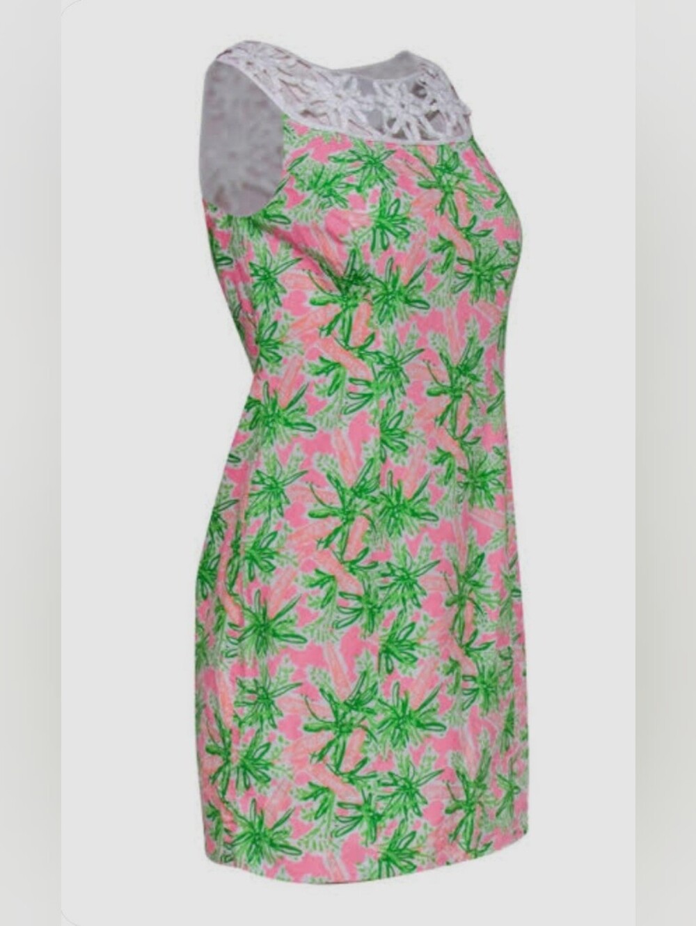 Lilly Pulitzer Lucina Shift Dress Pink & Green Tropical Pattern